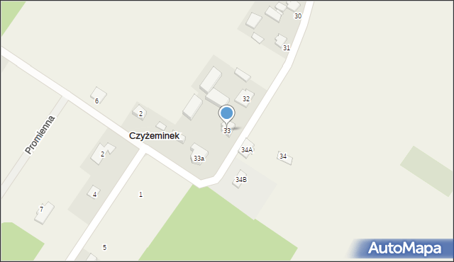 Czyżeminek, Czyżeminek, 33, mapa Czyżeminek