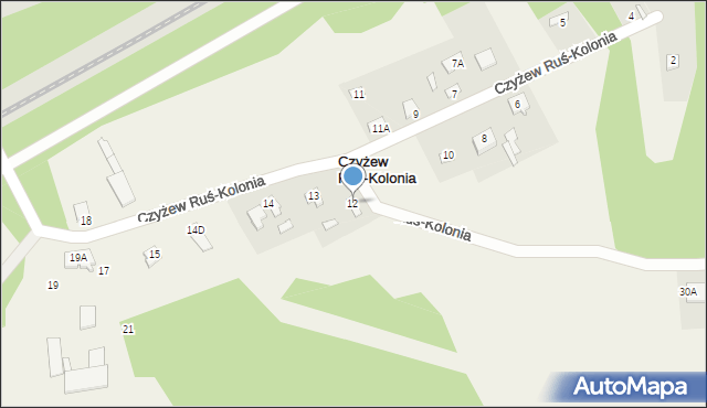Czyżew Ruś-Kolonia, Czyżew Ruś-Kolonia, 12, mapa Czyżew Ruś-Kolonia