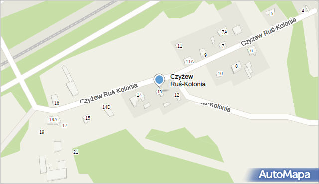 Czyżew Ruś-Kolonia, Czyżew Ruś-Kolonia, 13, mapa Czyżew Ruś-Kolonia