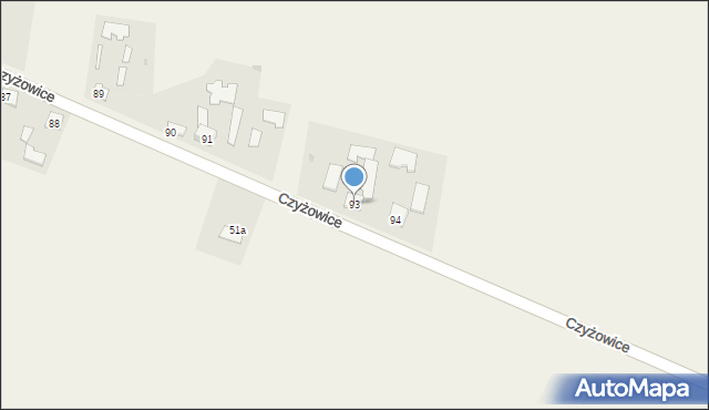 Czyżowice, Czyżowice, 93, mapa Czyżowice