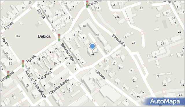 Dębica, Czarnieckiego Stefana, hetm., 13, mapa Dębicy
