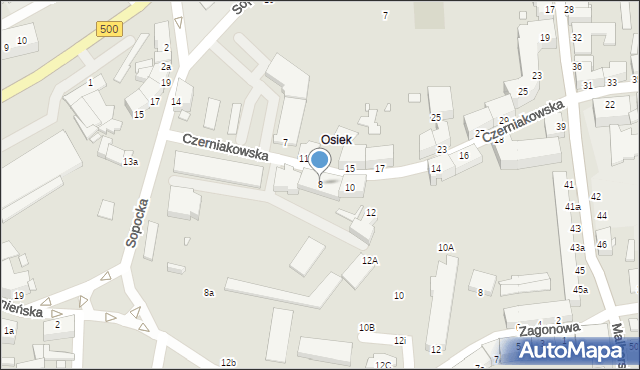 Elbląg, Czerniakowska, 8, mapa Elbląga
