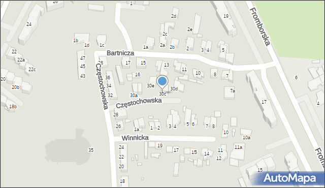 Elbląg, Częstochowska, 30c, mapa Elbląga