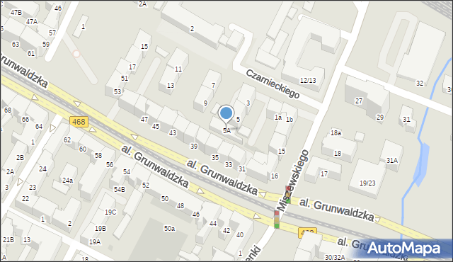 Gdańsk, Czarnieckiego Stefana, hetm., 5A, mapa Gdańska