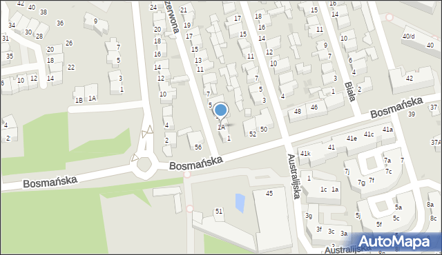 Gdynia, Czerwona, 1A, mapa Gdyni