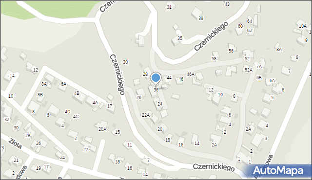 Gdynia, Czernickiego X., kadm., 36, mapa Gdyni