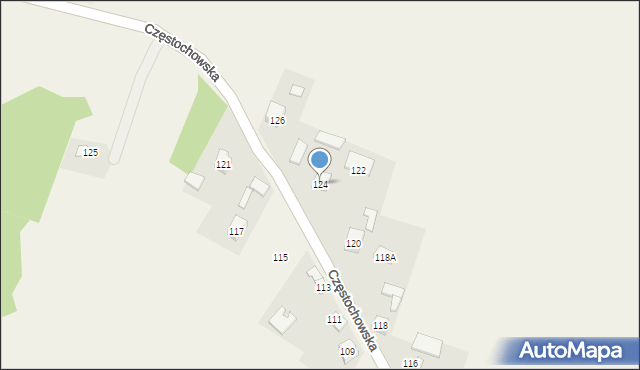 Giebło, Częstochowska, 124, mapa Giebło