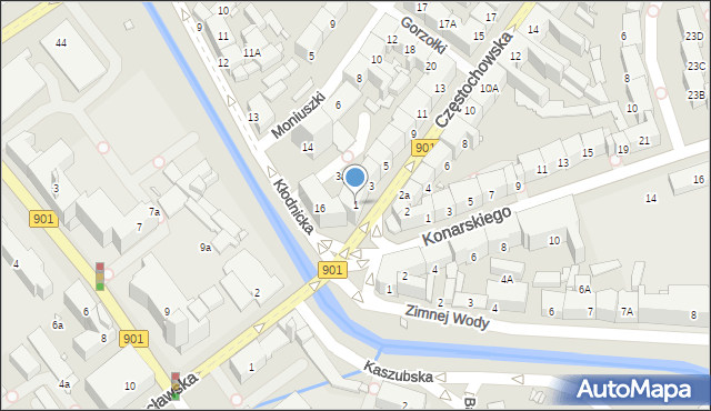 Gliwice, Częstochowska, 1, mapa Gliwic