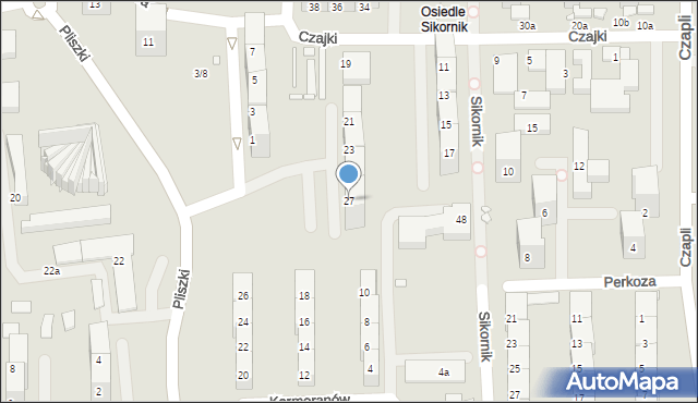 Gliwice, Czajki, 27, mapa Gliwic