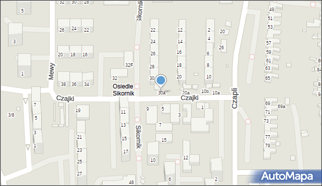 Gliwice, Czajki, 30a, mapa Gliwic