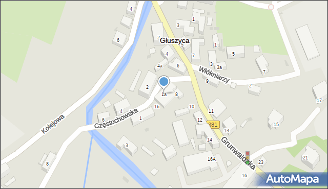 Głuszyca, Częstochowska, 1a, mapa Głuszyca