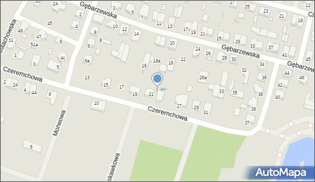 Gniezno, Czeremchowa, 23, mapa Gniezna