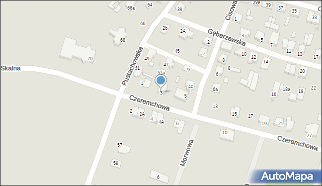 Gniezno, Czeremchowa, 3, mapa Gniezna