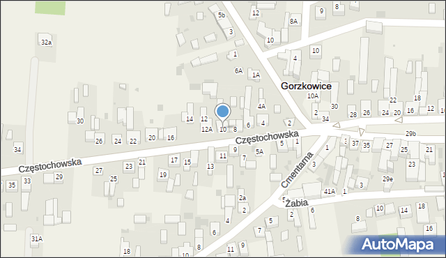 Gorzkowice, Częstochowska, 10, mapa Gorzkowice