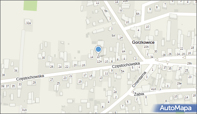 Gorzkowice, Częstochowska, 12, mapa Gorzkowice
