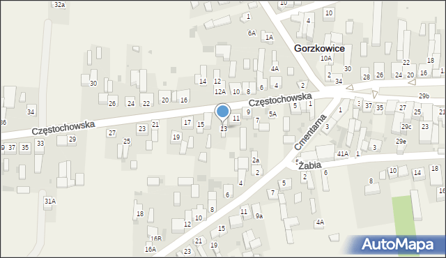 Gorzkowice, Częstochowska, 13, mapa Gorzkowice