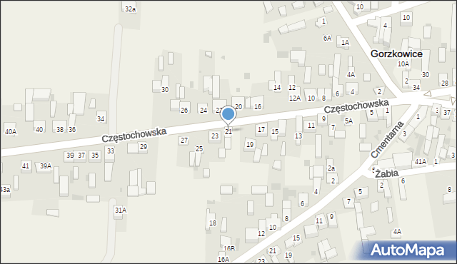 Gorzkowice, Częstochowska, 21, mapa Gorzkowice