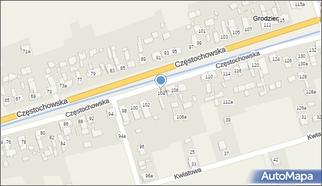 Grodziec, Częstochowska, 104, mapa Grodziec