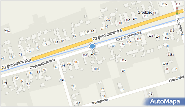 Grodziec, Częstochowska, 106, mapa Grodziec