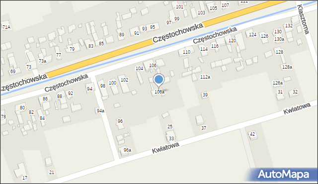 Grodziec, Częstochowska, 106a, mapa Grodziec