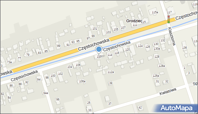 Grodziec, Częstochowska, 110, mapa Grodziec