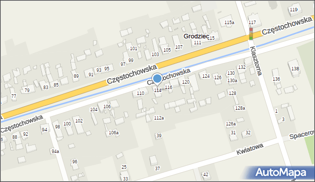 Grodziec, Częstochowska, 114, mapa Grodziec