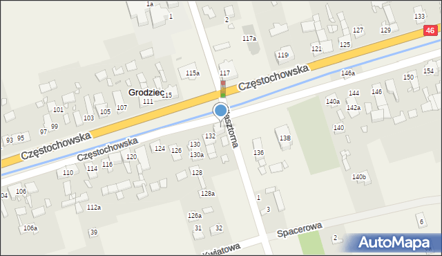 Grodziec, Częstochowska, 132a, mapa Grodziec
