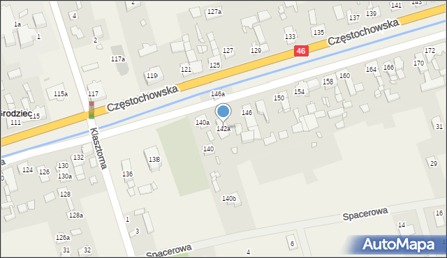 Grodziec, Częstochowska, 142a, mapa Grodziec