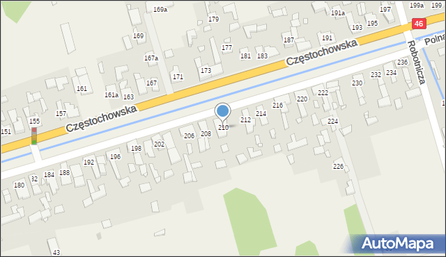 Grodziec, Częstochowska, 210, mapa Grodziec
