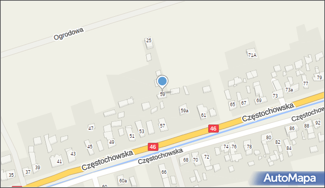 Grodziec, Częstochowska, 59, mapa Grodziec