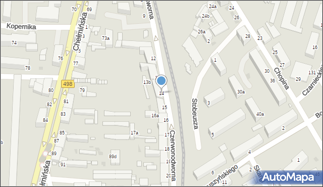 Grudziądz, Czerwonodworna, 14, mapa Grudziądza