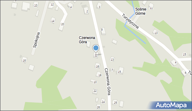 Grybów, Czerwona Góra, 12, mapa Grybów