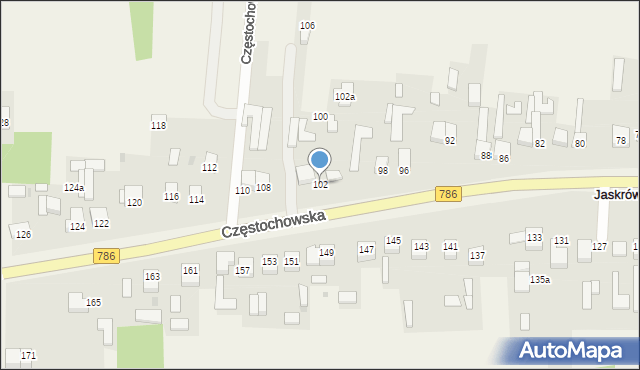 Jaskrów, Częstochowska, 102, mapa Jaskrów