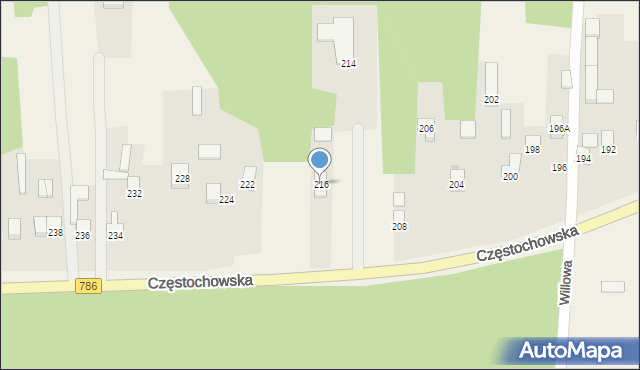 Jaskrów, Częstochowska, 216, mapa Jaskrów