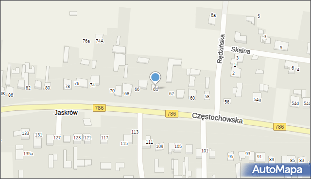 Jaskrów, Częstochowska, 64, mapa Jaskrów