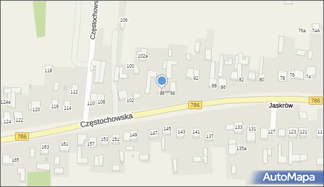 Jaskrów, Częstochowska, 98, mapa Jaskrów