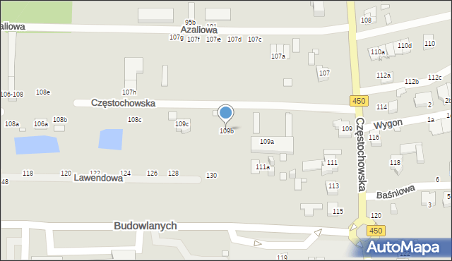 Kalisz, Częstochowska, 109b, mapa Kalisza