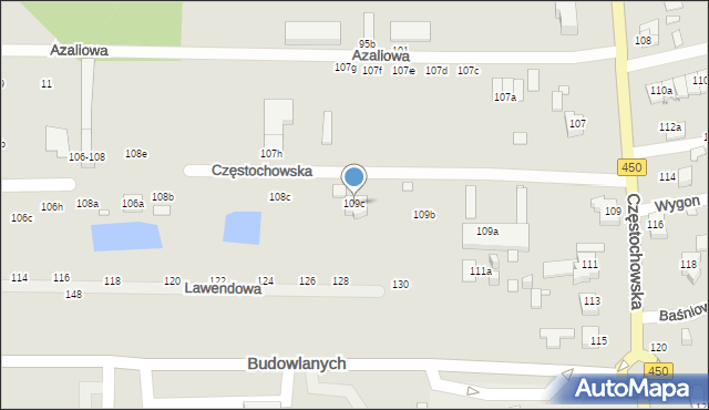 Kalisz, Częstochowska, 109c, mapa Kalisza