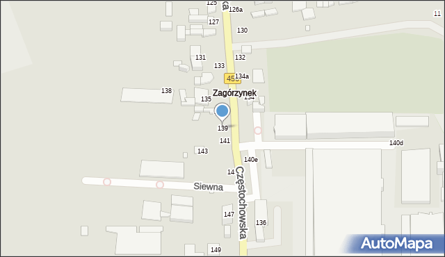 Kalisz, Częstochowska, 139, mapa Kalisza