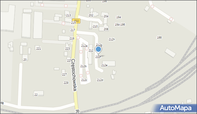 Kalisz, Częstochowska, 212f, mapa Kalisza