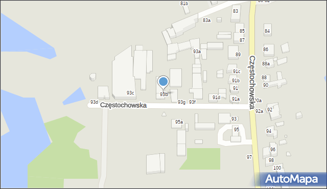 Kalisz, Częstochowska, 93b, mapa Kalisza