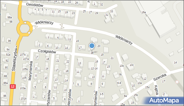 Kalisz, Czołgistów, 18, mapa Kalisza