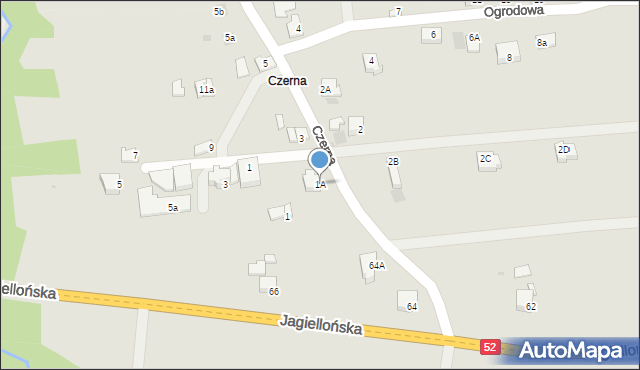 Kalwaria Zebrzydowska, Czerna, 1A, mapa Kalwaria Zebrzydowska