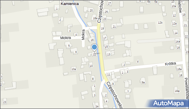 Kamienica, Częstochowska, 12, mapa Kamienica