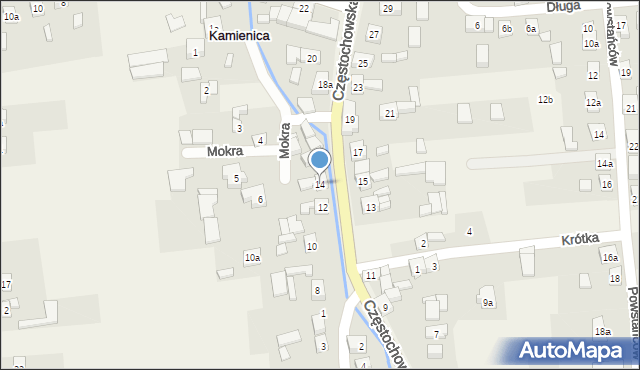 Kamienica, Częstochowska, 14, mapa Kamienica