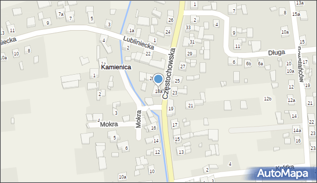 Kamienica, Częstochowska, 18a, mapa Kamienica