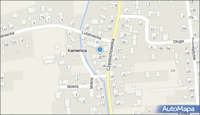 Kamienica, Częstochowska, 20, mapa Kamienica