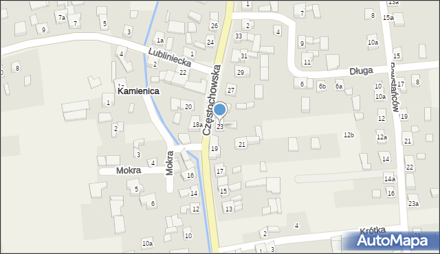 Kamienica, Częstochowska, 23, mapa Kamienica