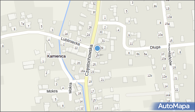 Kamienica, Częstochowska, 27, mapa Kamienica