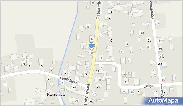 Kamienica, Częstochowska, 30, mapa Kamienica